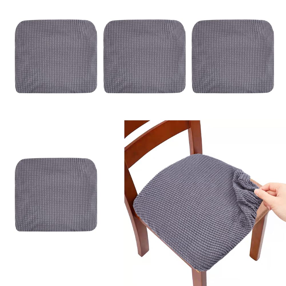 ahandmaker-housse-chaise-salle-manger-extensible-4-pcs-gris-fonc image 1