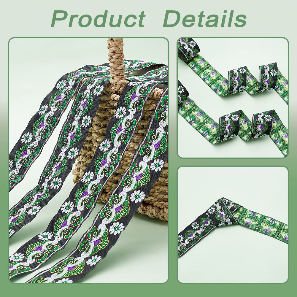 ahandmaker-ruban-jacquard-vert-floral-2-rouleaux-galon-couture image 5