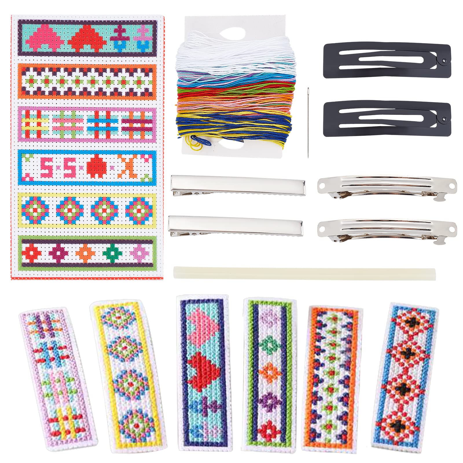 ahandmaker-kit-barrettes-broderie-diy-6-styles-13-couleurs-cheveux image 1