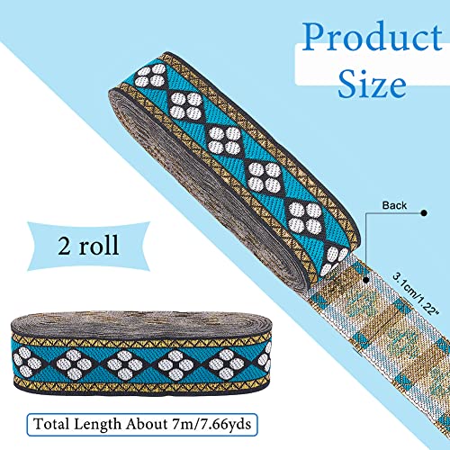 ahandmaker-ruban-jacquard-bleu-losange-2-rouleaux-galon-couture image 8