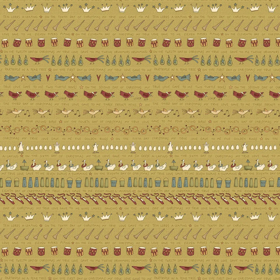 anni-downs-on-the-12th-day-2488-66-tissu-coton-vert-25-cm image 1