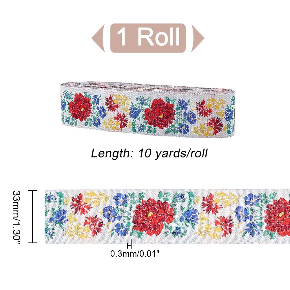 ahandmaker-chain-trim-ribbon-ruban-brod-boh-me-floral-10-yards image 2