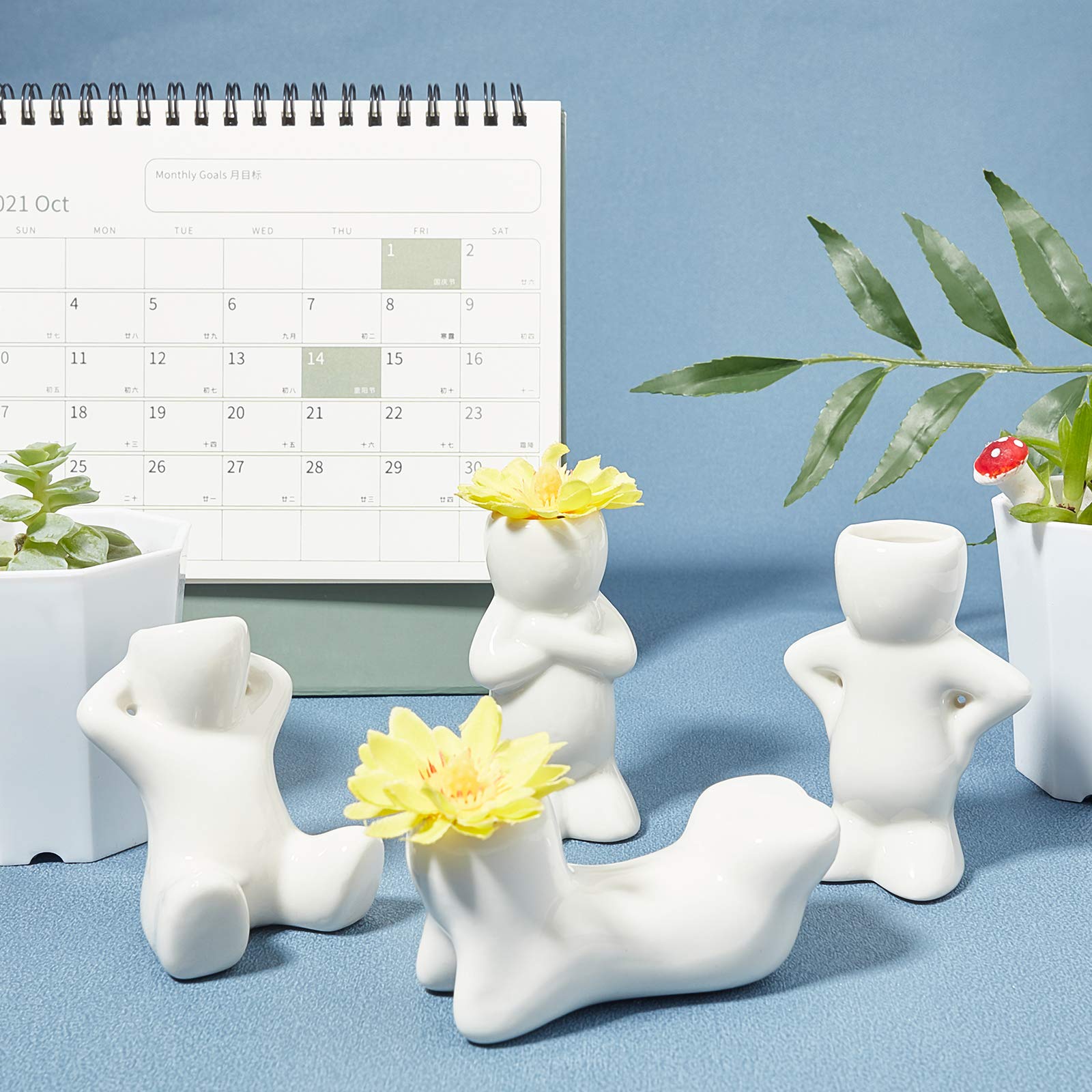 ahandmaker-support-plante-air-c-ramique-lot-4-poup-e-blanc image 3