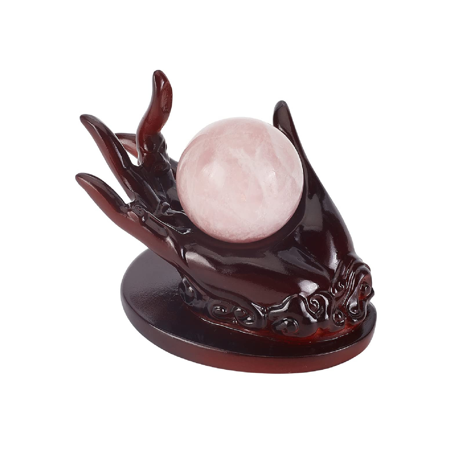 ahandmaker-support-boule-cristal-main-bouddha-brun image 1