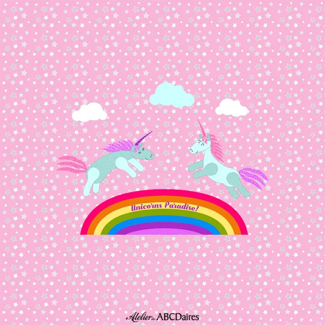 atelier-des-abcdaires-petit-panneau-licorne-rose-velours-20-cm image 1