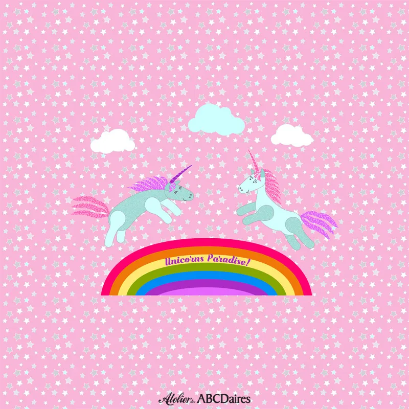 atelier-des-abcdaires-petit-panneau-licorne-rose-velours-20-cm image 1