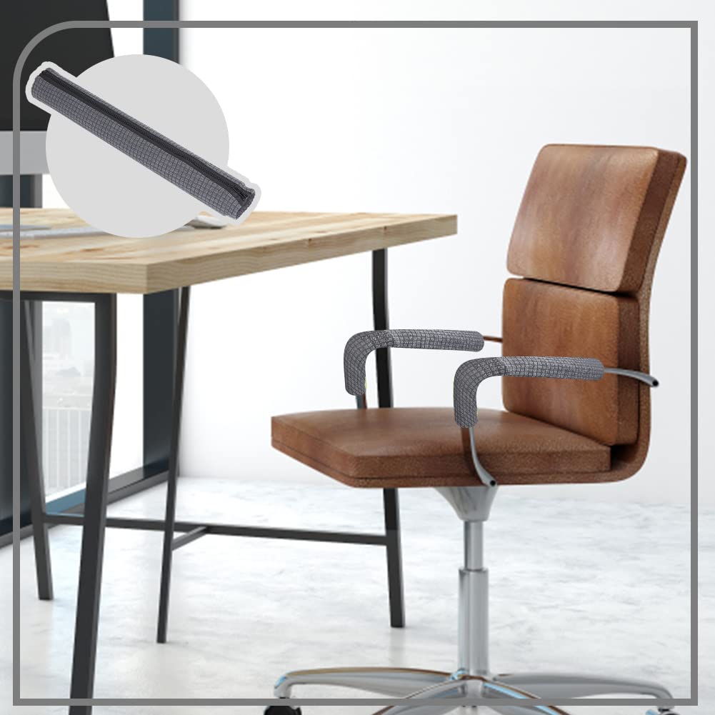 ahandmaker-office-study-housse-accoudoir-chaise-bureau-gris-2-paires image 5