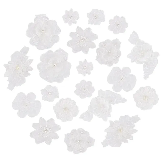 ahandmaker-applique-patch-appliqu-s-fleurs-3d-blanc-perle-20-pcs image 1