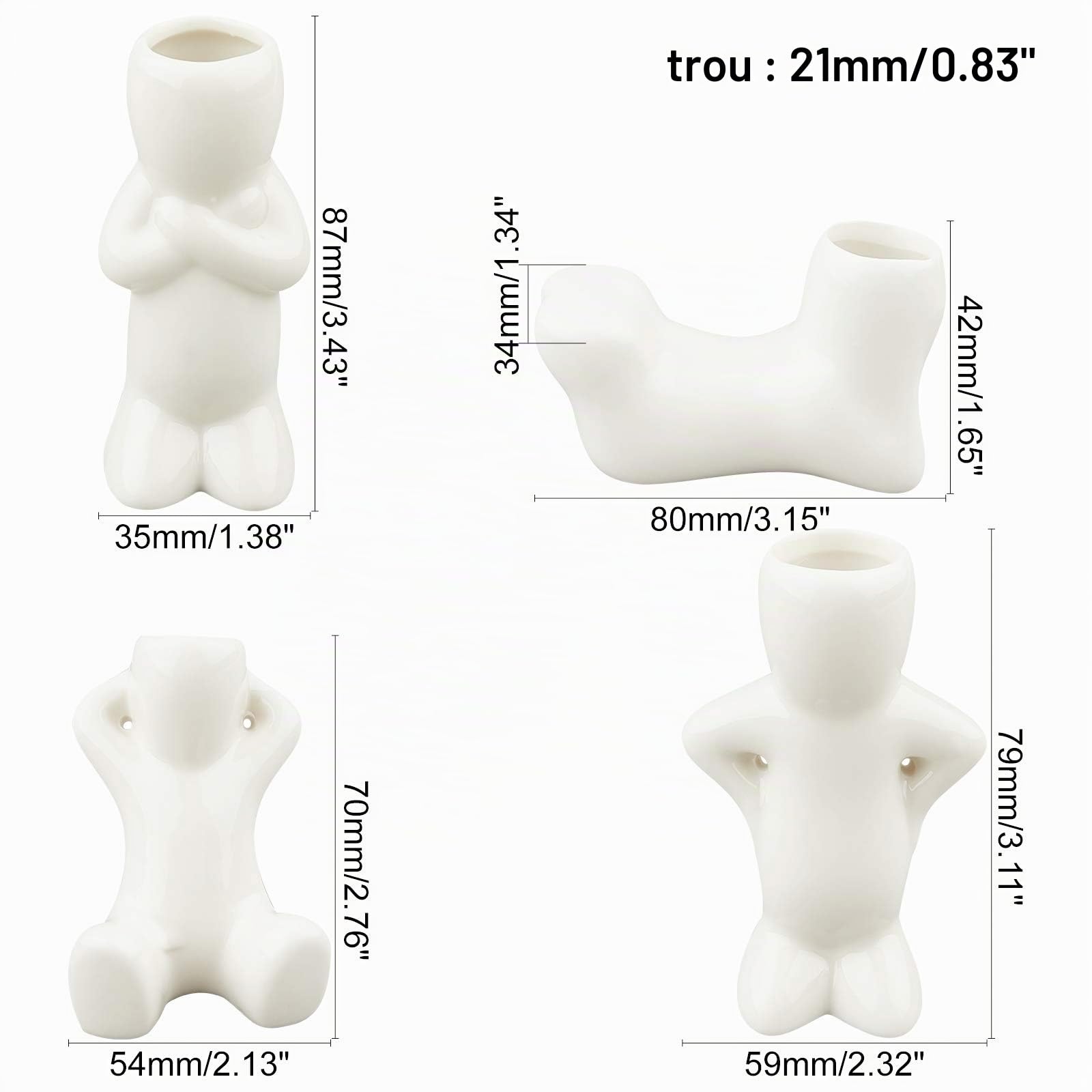 ahandmaker-support-plante-air-c-ramique-lot-4-poup-e-blanc image 2