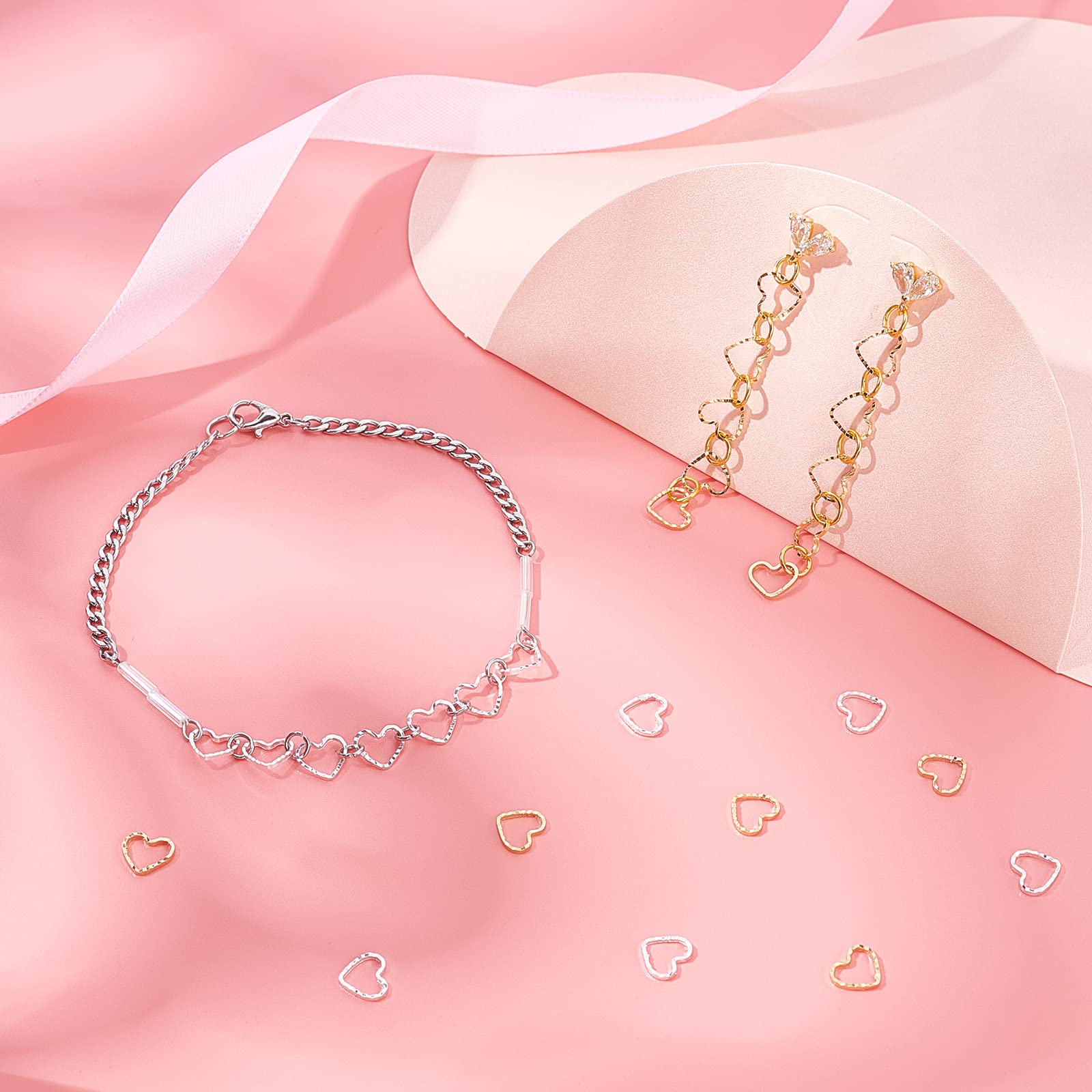 ahandmaker-anneaux-c-ur-laiton-100-pi-ces-connecteur-bijoux-dor-argent image 5