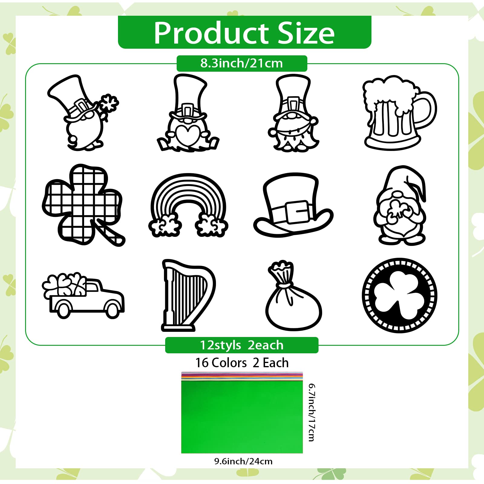 ahandmaker-self-adhesive-stickers-attrape-soleil-saint-patrick-24-pcs image 2