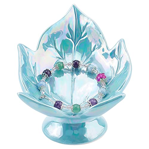 ahandmaker-jewerly-display-plateau-bijoux-c-ramique-feuille-bleu image 7