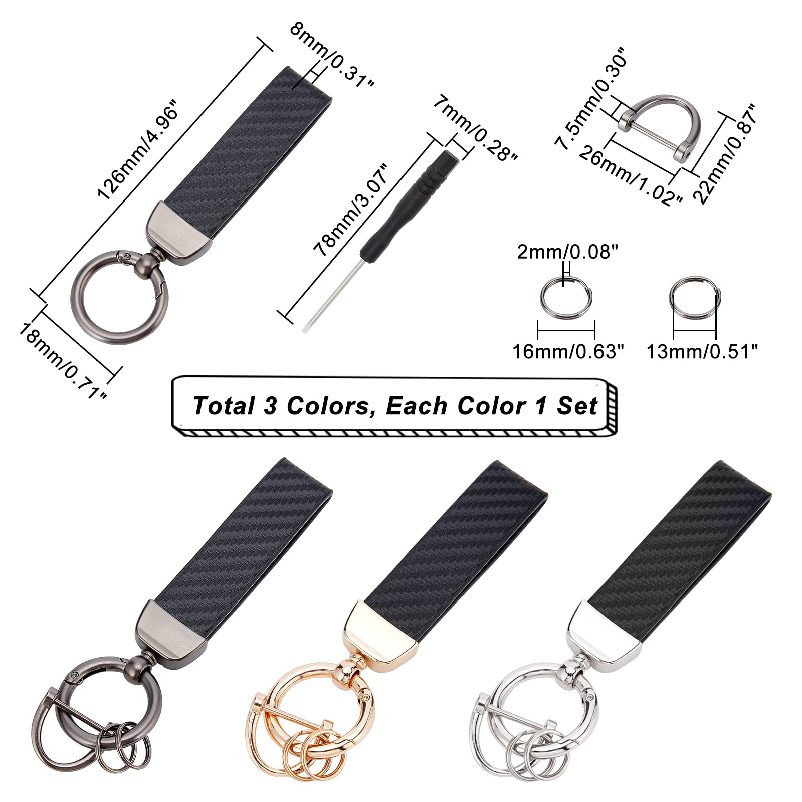 ahandmaker-porte-cl-s-cuir-fibre-carbone-x3-mousqueton image 2