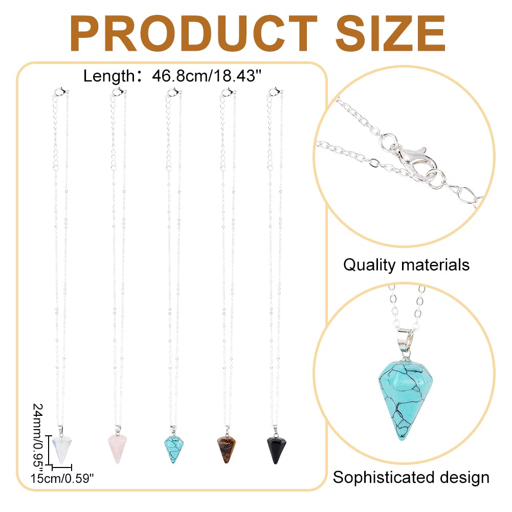 ahandmaker-5-pendules-cristal-collier-pierres-chakra-c-ne image 2