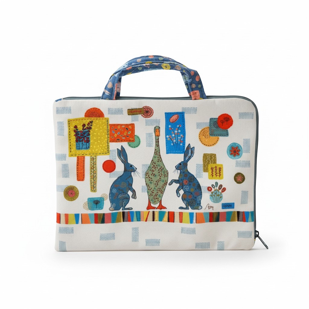 atelier-des-abcdaires-housse-de-tablette-kit-couture-lapins-folk-blanc image 1