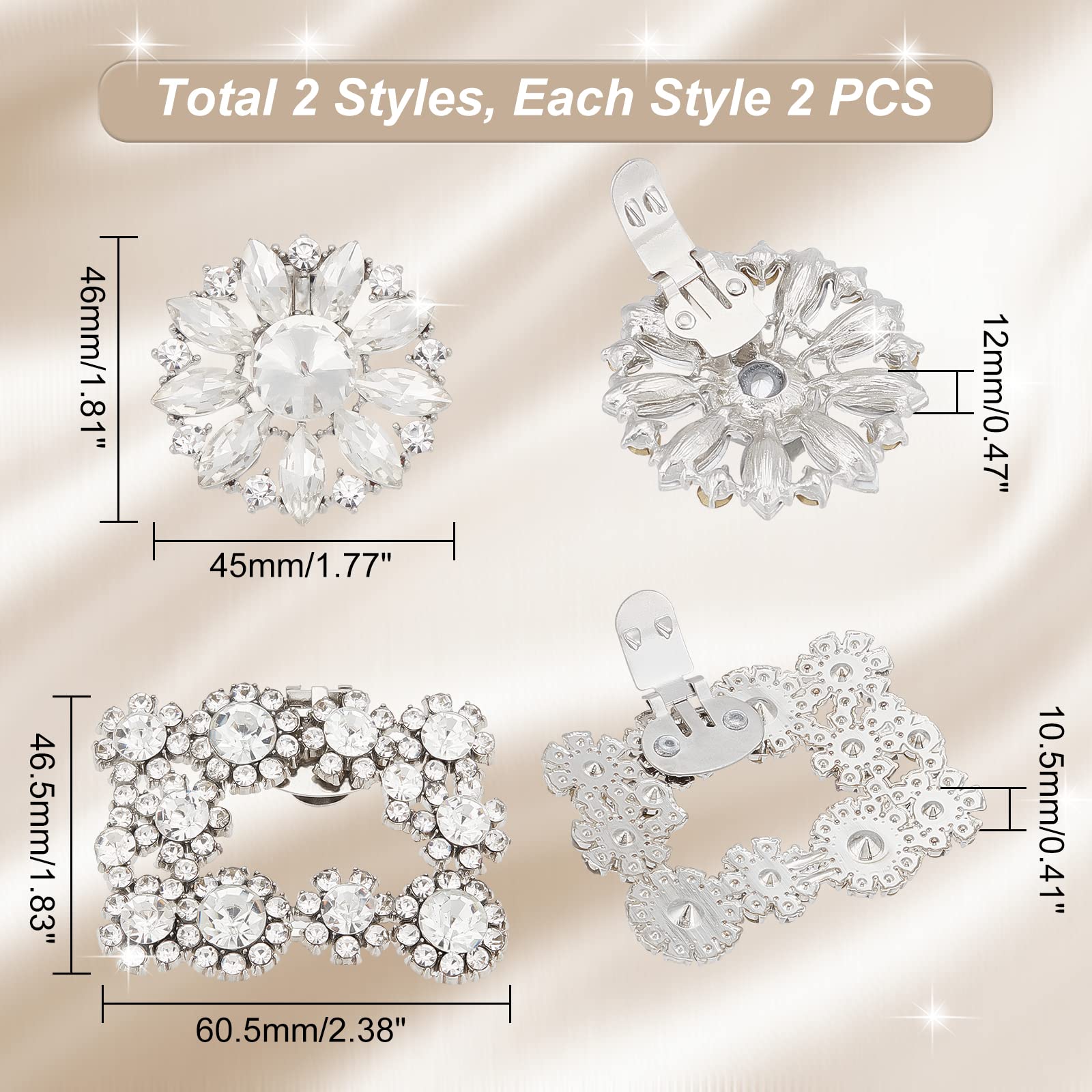 ahandmaker-boucle-chaussure-strass-fleur-2-paires-clips image 2