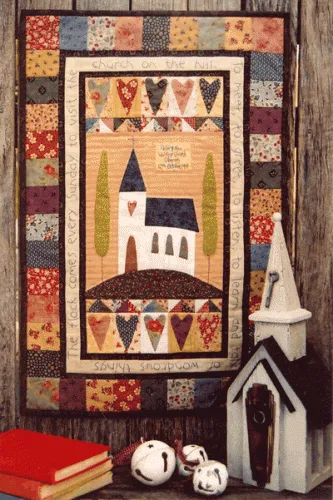 anni-downs-stitcheries-church-on-the-hill-patron-appliqu-mural image 1