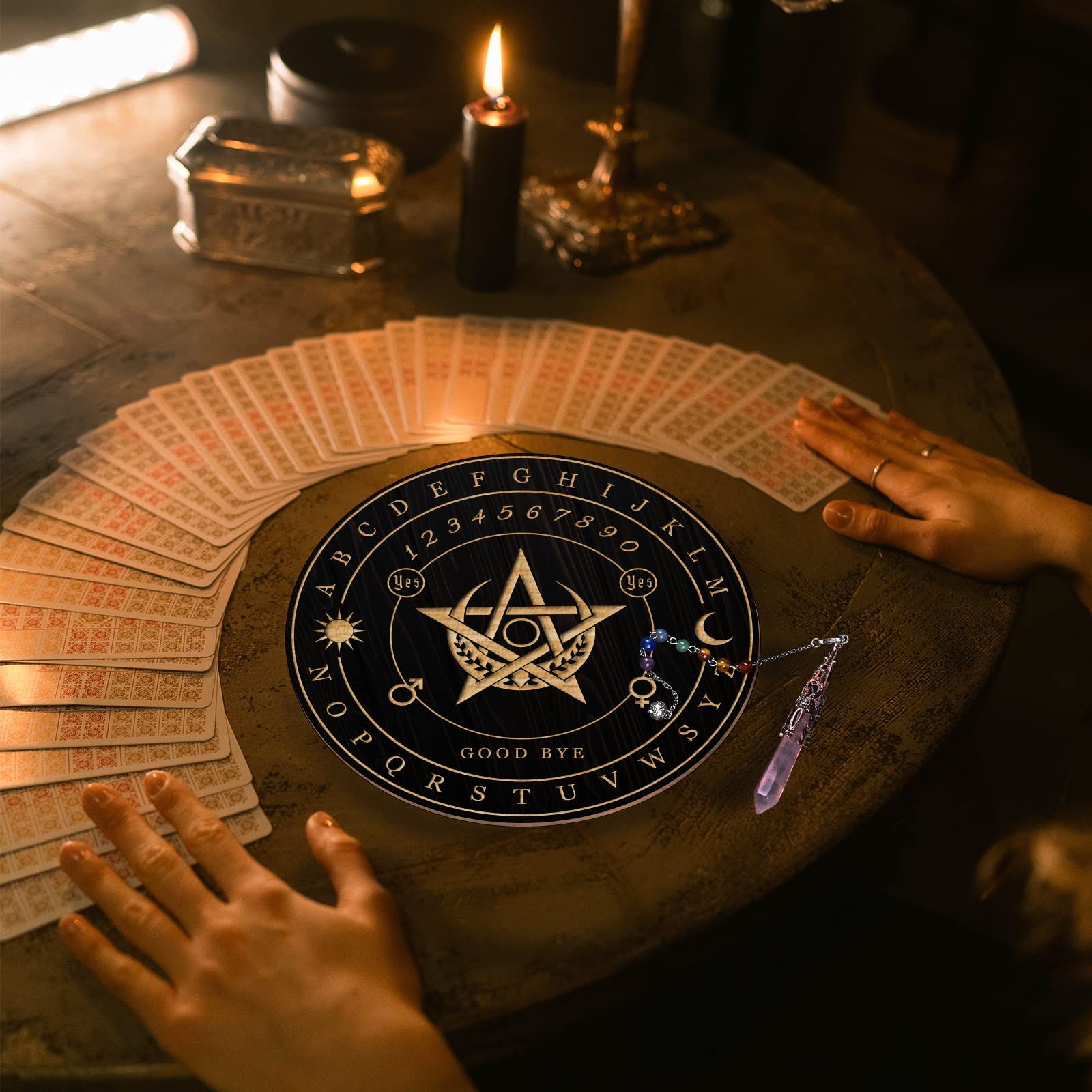 ahandmaker-planche-pendule-sorci-re-pentagramme-lune-cristal image 4