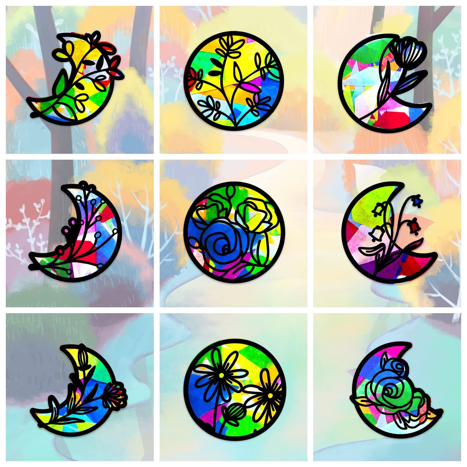 ahandmaker-self-adhesive-stickers-18-attrape-soleil-lune-fleur image 1