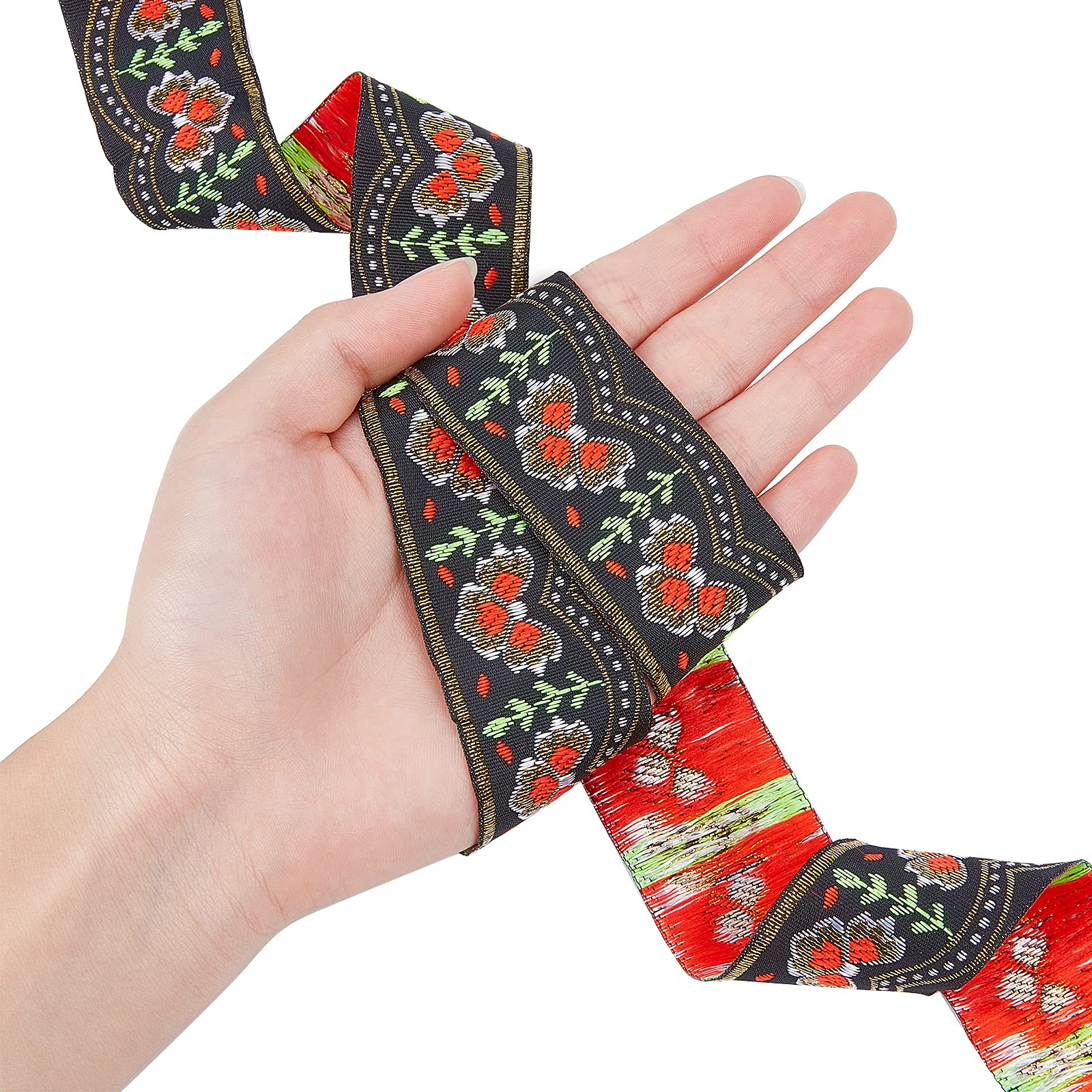 ahandmaker-chain-trim-ruban-jacquard-floral-33mm-2x6-4m image 3