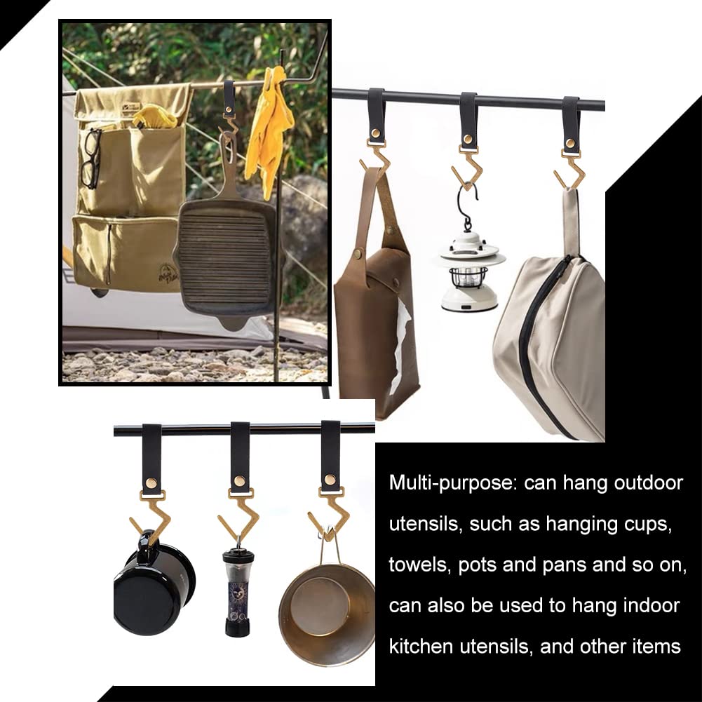 ahandmaker-sangle-cuir-suspension-crochet-camping-8-pcs-noir image 6