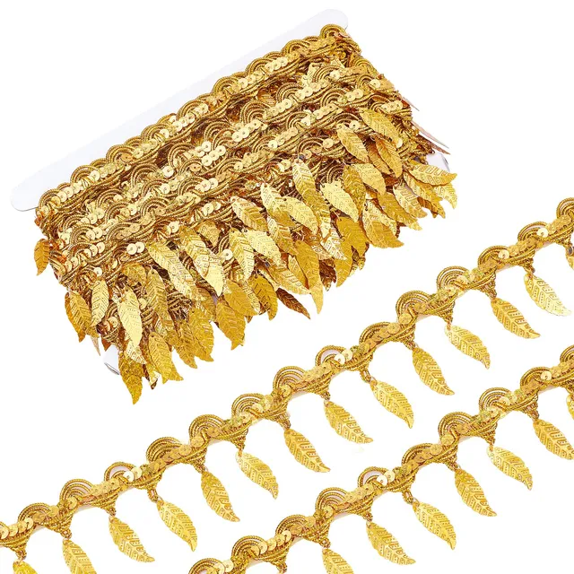 ahandmaker-chain-trim-galon-frange-paillettes-or-10-yards image 1