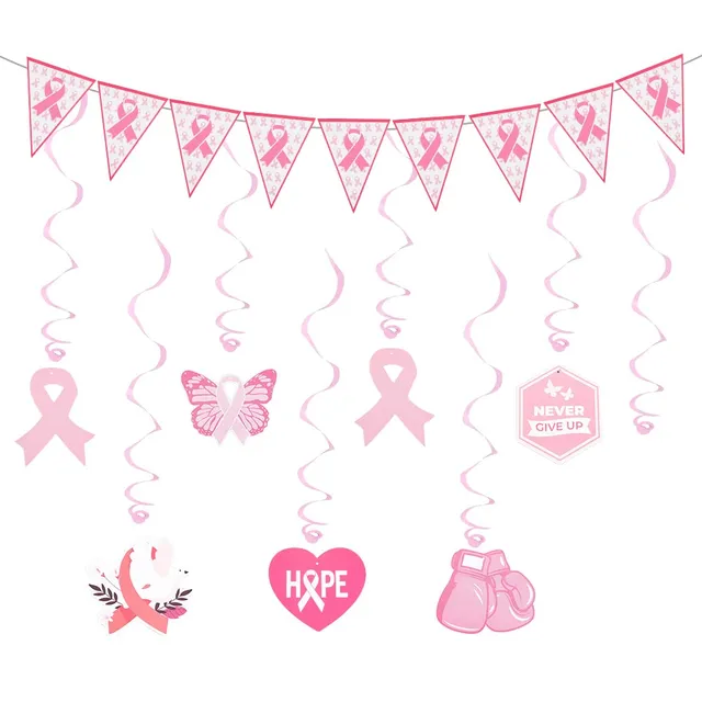 ahandmaker-d-co-ruban-rose-cancer-sein-banni-re-17-pi-ces image 1
