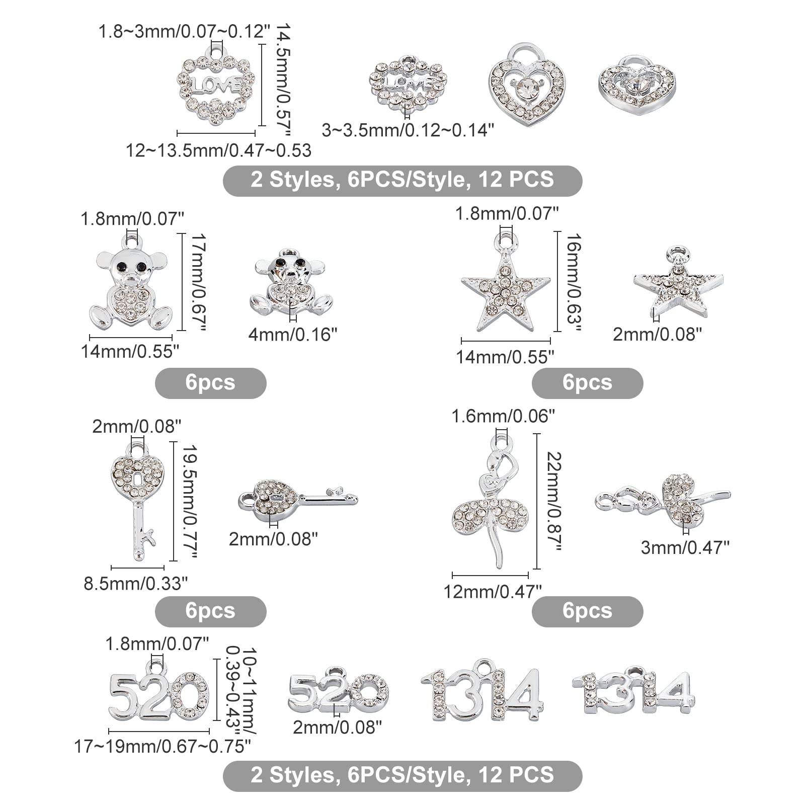 ahandmaker-pendant-ours-c-ur-toile-breloque-m-tal-lot-48-strass image 2