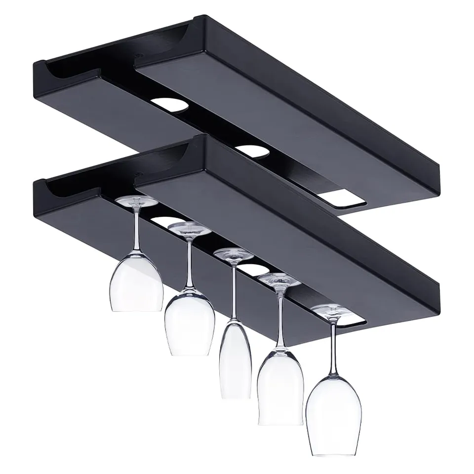 ahandmaker-rack-verres-support-suspendu-sous-armoire-noir-4-pack image 1
