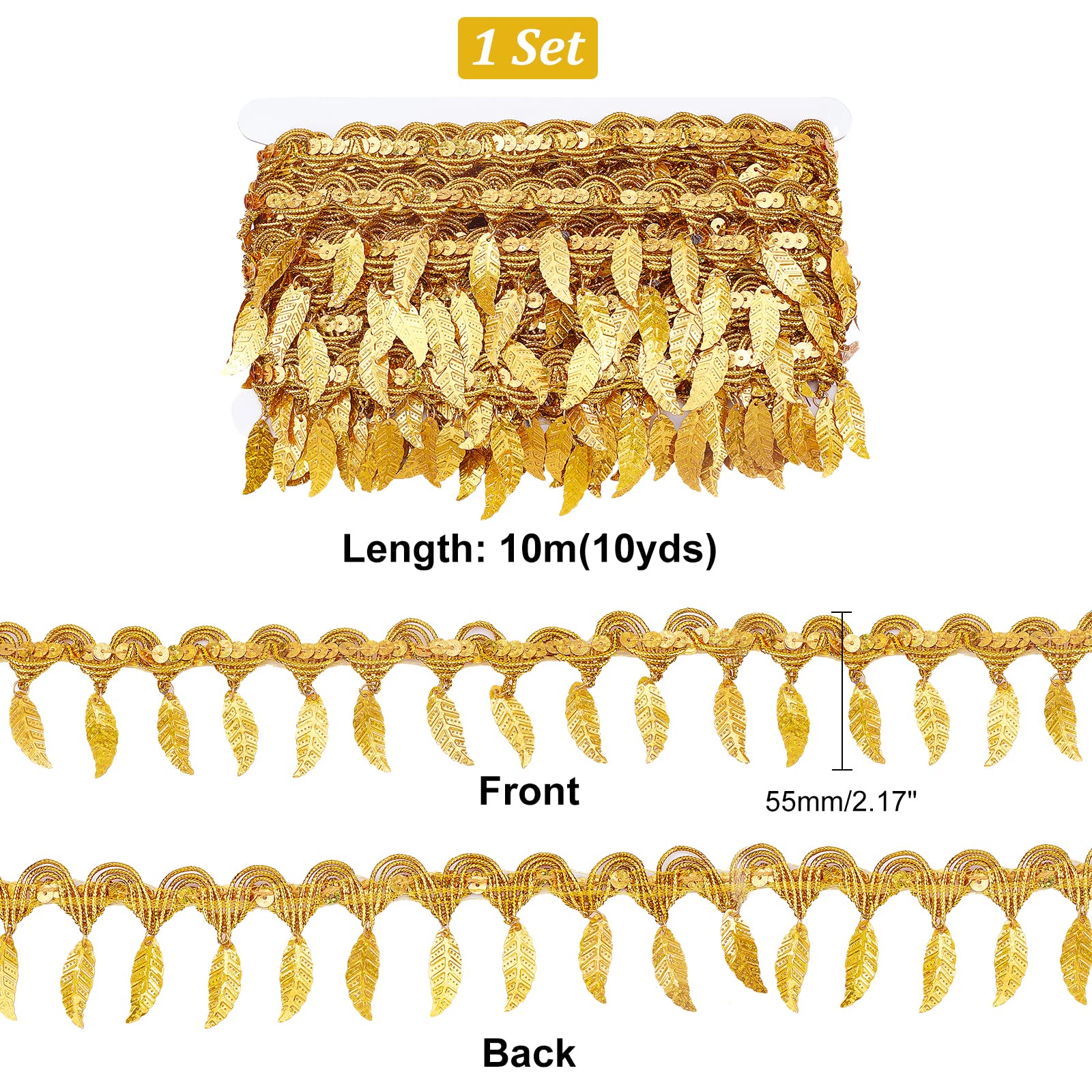 ahandmaker-chain-trim-galon-frange-paillettes-or-10-yards image 2