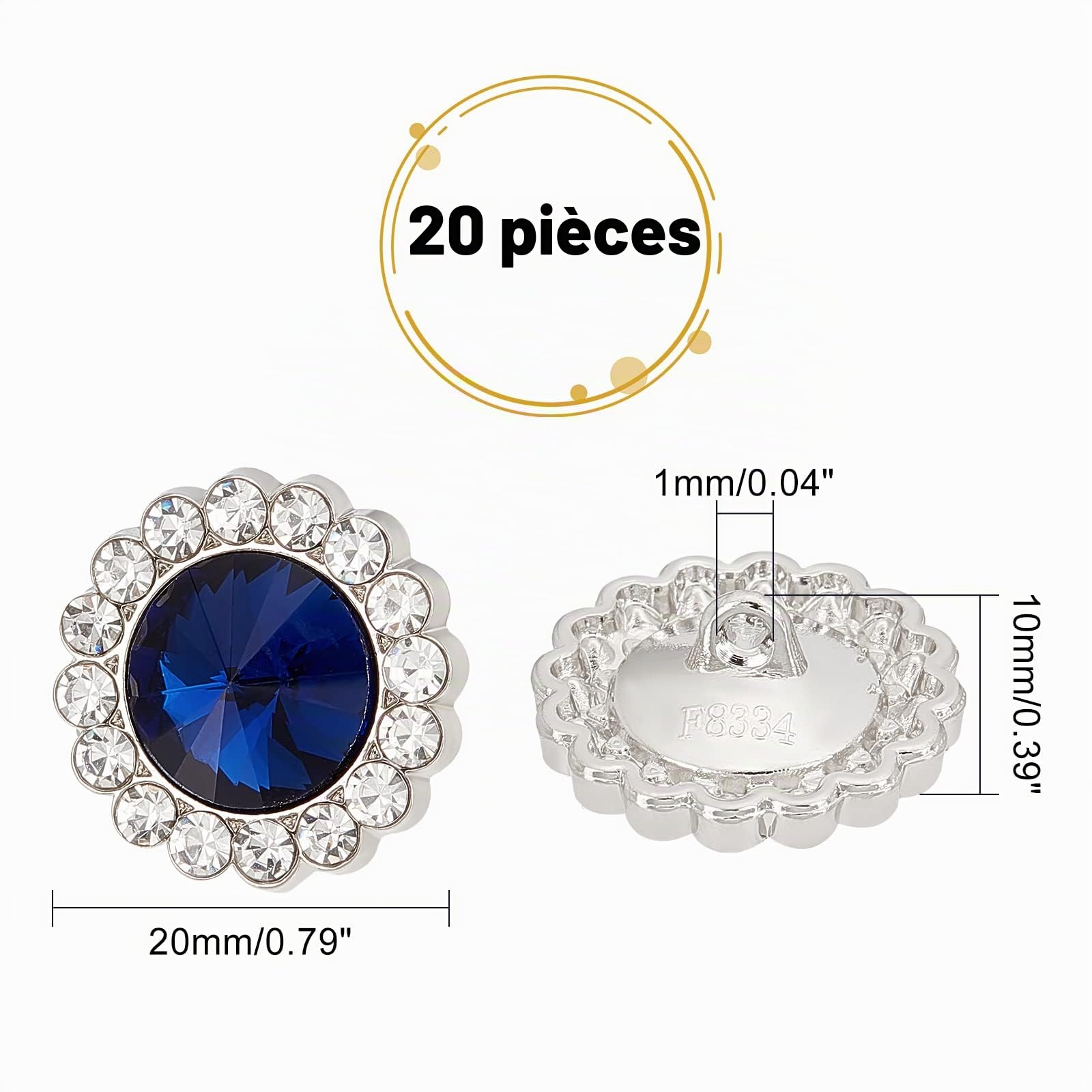 ahandmaker-button-rhinestone-boutons-strass-bleus-20-mm-lot-20 image 3