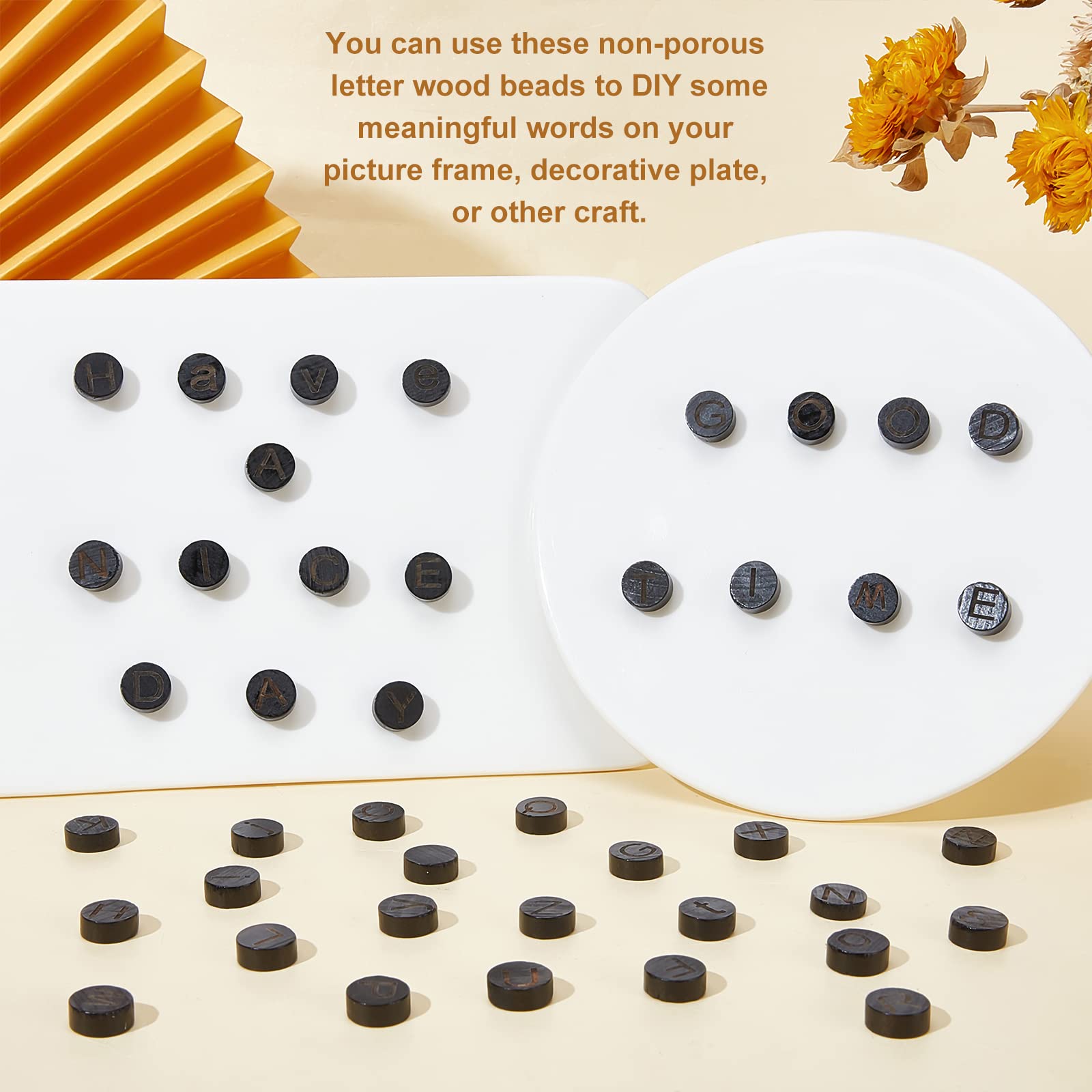 ahandmaker-beads-104-cabochons-bois-plat-perles-alphabet-rondes image 6