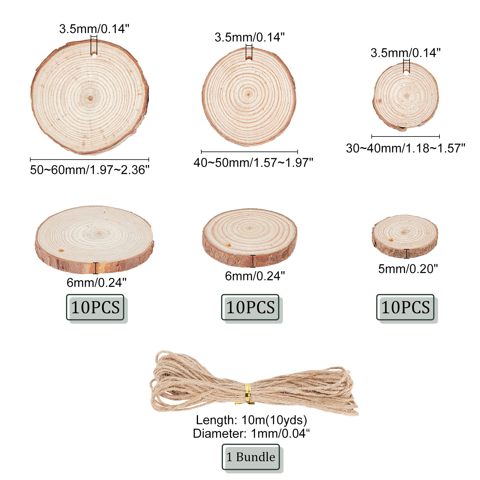 ahandmaker-unfinished-wood-rondelle-bois-brut-perc-e-3-6-cm-30-pcs image 2