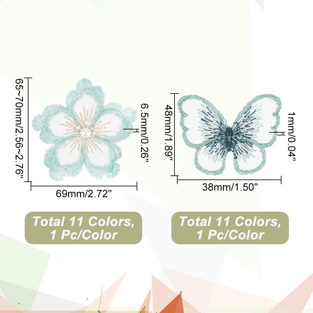 ahandmaker-appliqu-s-dentelle-fleur-papillon-22-pcs-patch-3d image 2