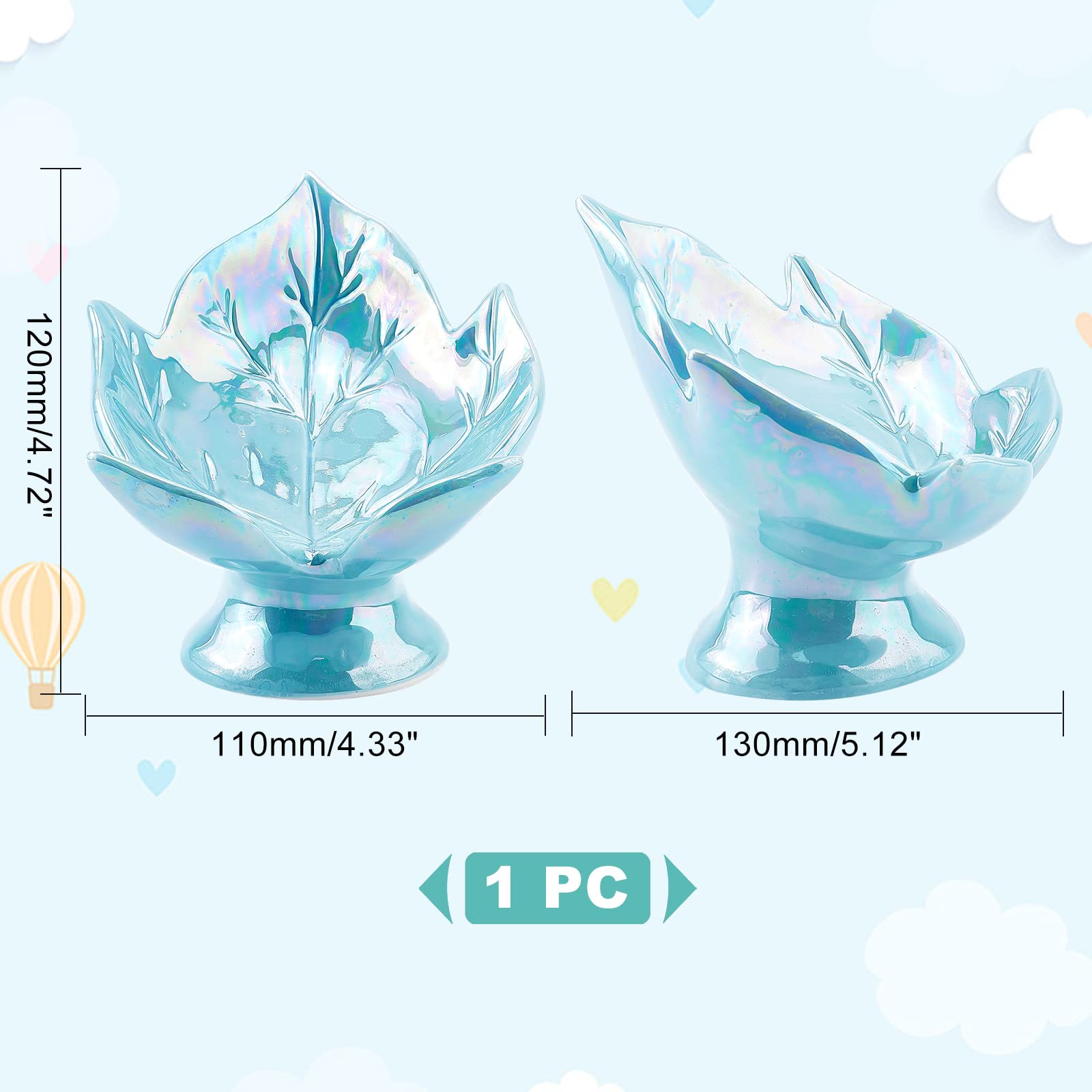 ahandmaker-jewerly-display-plateau-bijoux-c-ramique-feuille-bleu image 2