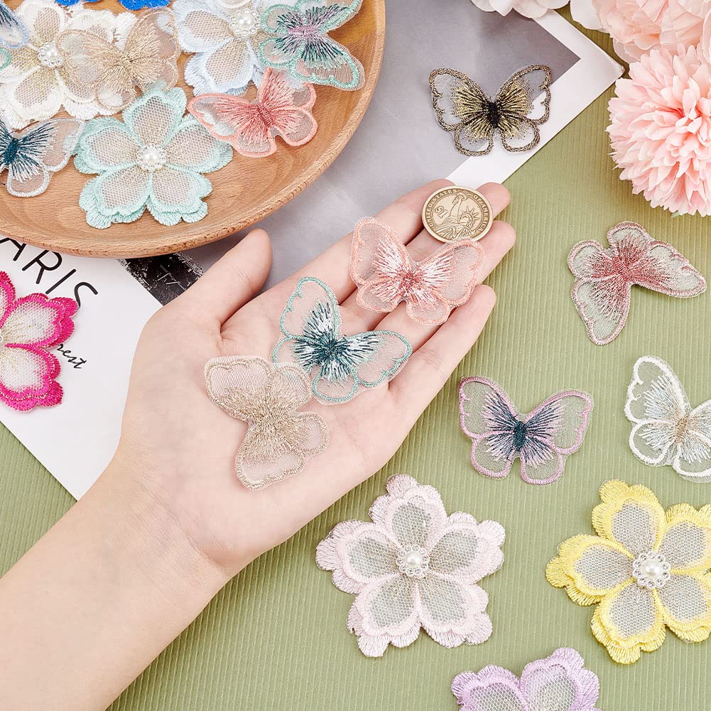 ahandmaker-appliqu-s-dentelle-fleur-papillon-22-pcs-patch-3d image 3