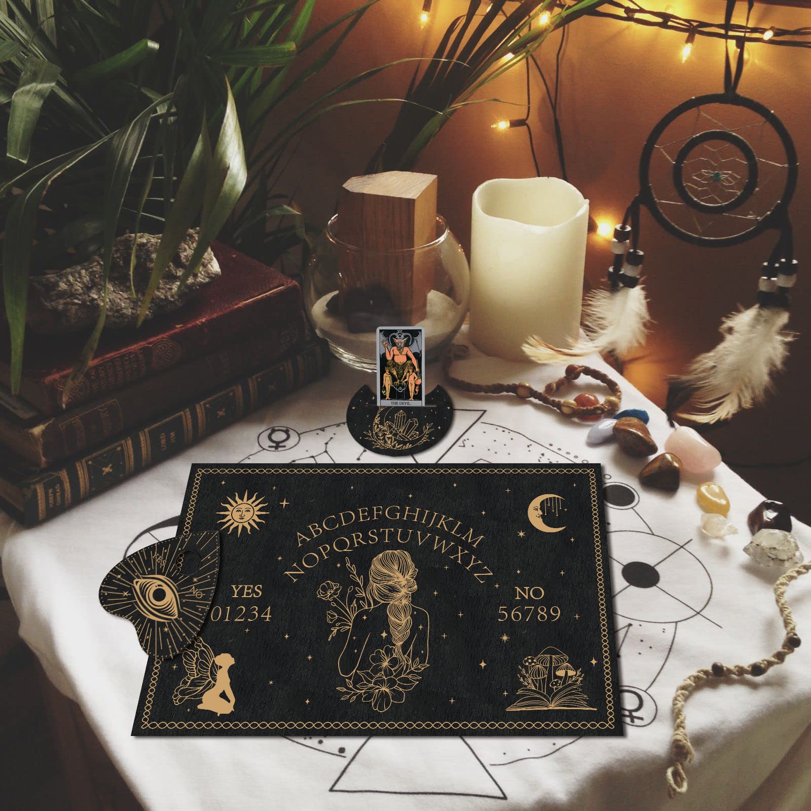 ahandmaker-planche-ouija-bois-noir-kit-divination-avec-pendule image 3