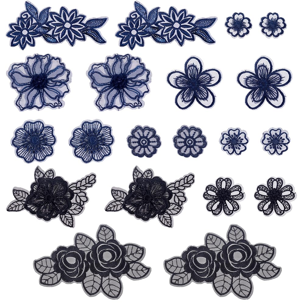 ahandmaker-applique-patch-patch-fleur-broderie-20-pcs-bleu-fonc image 1