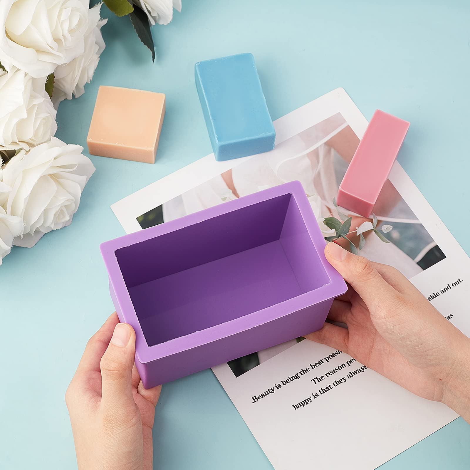 ahandmaker-moule-savon-silicone-rectangle-rose-violet-2-pcs-2-tailles image 3