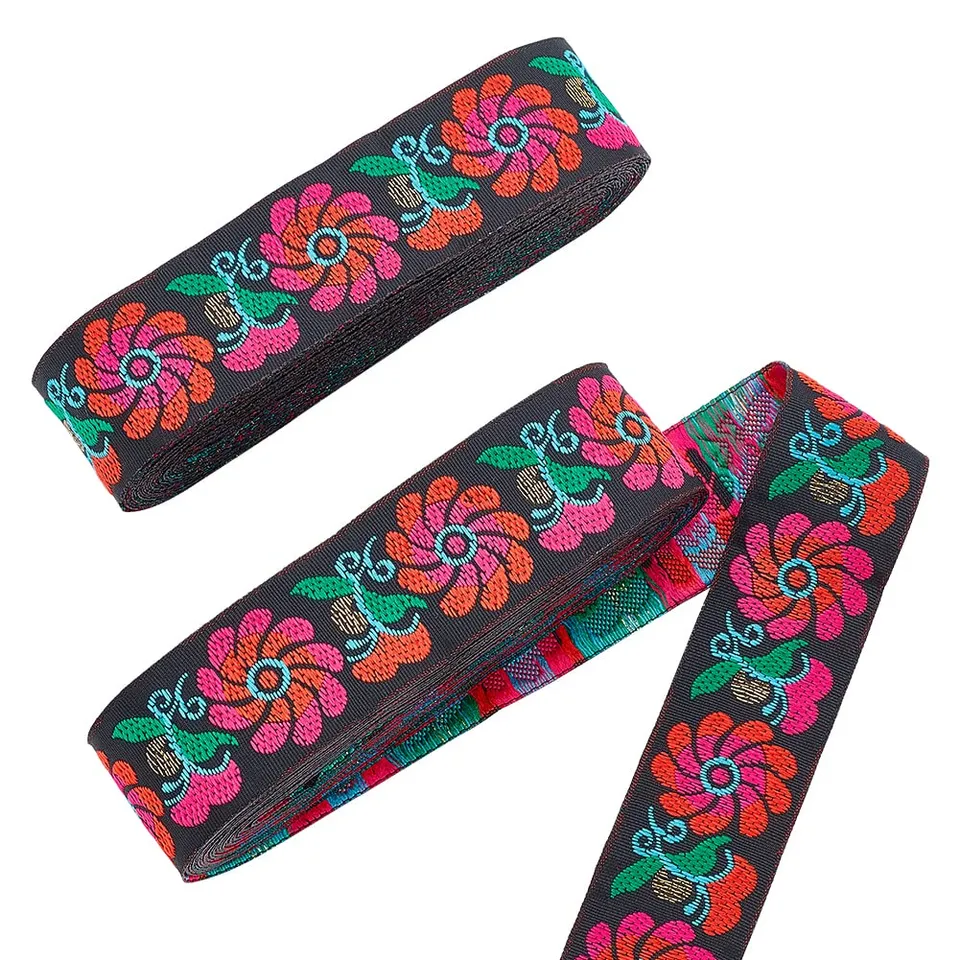 ahandmaker-chain-trim-ruban-jacquard-rose-style-7-2-rouleaux image 1