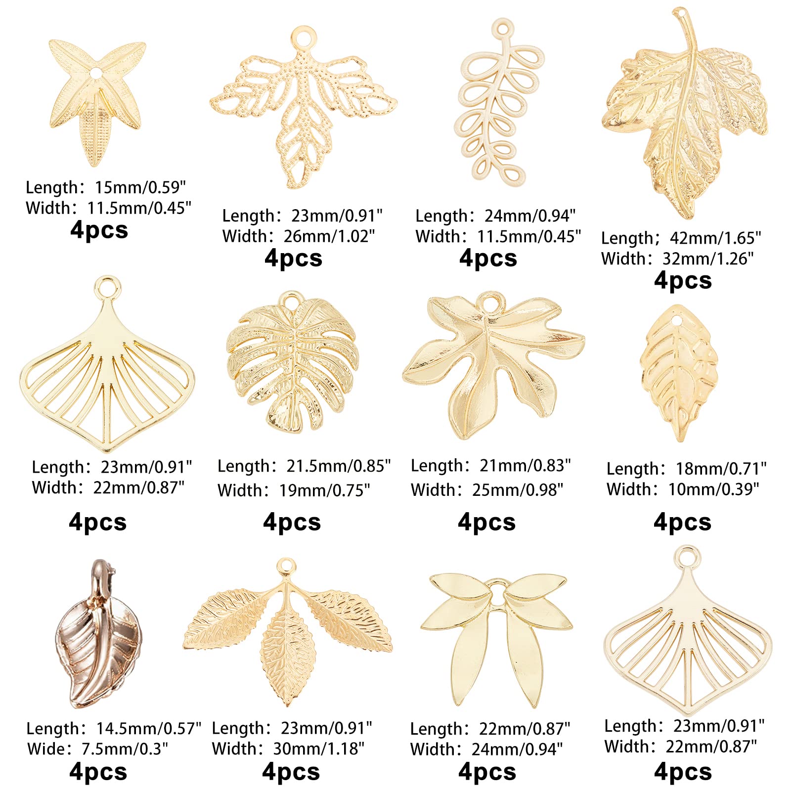 ahandmaker-pendant-48-breloques-feuille-rable-monstera-bijoux image 2