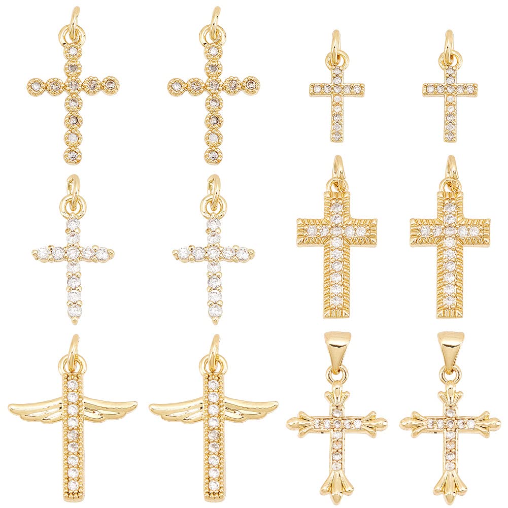 ahandmaker-pendant-breloques-croix-dor-zircon-12-pcs image 1