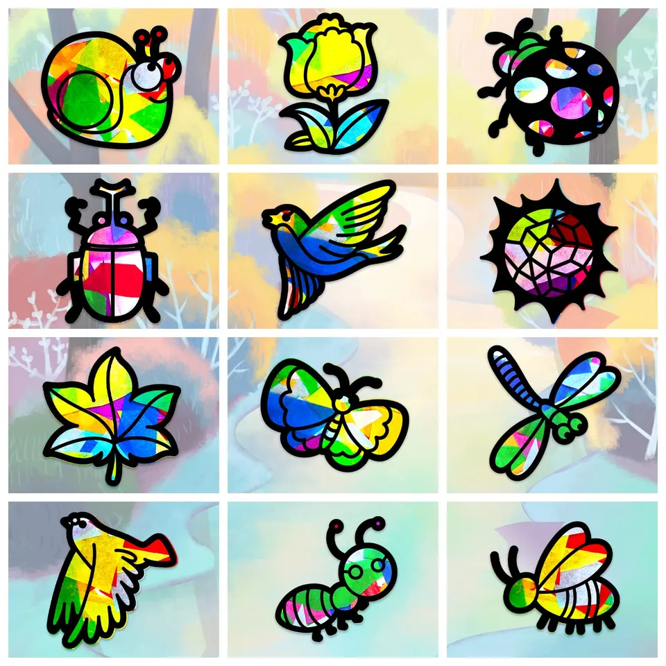 ahandmaker-self-adhesive-stickers-suncatcher-animaux-lot-24 image 1
