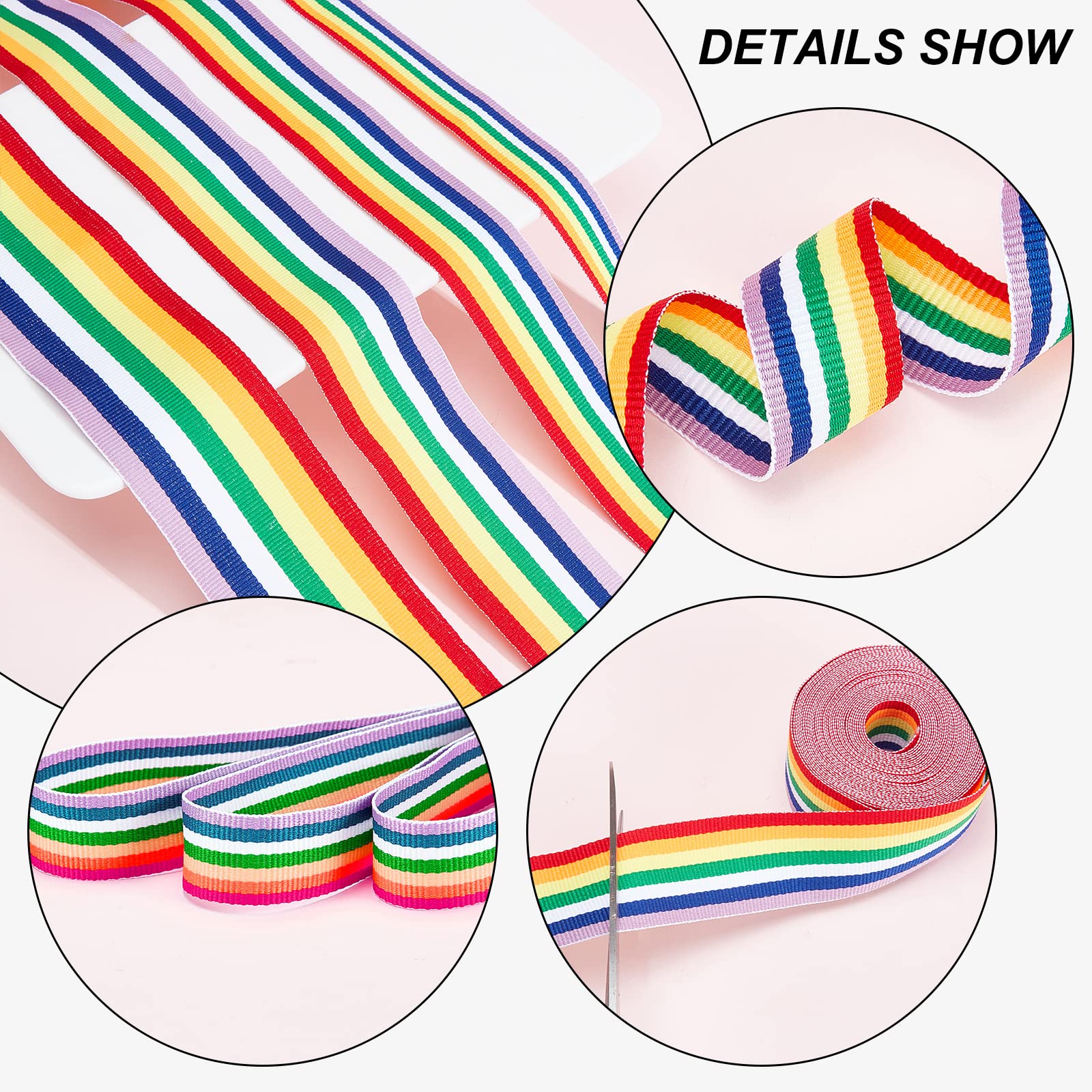ahandmaker-20-m-ruban-gros-grain-arc-en-ciel-polyester-4-tailles image 4