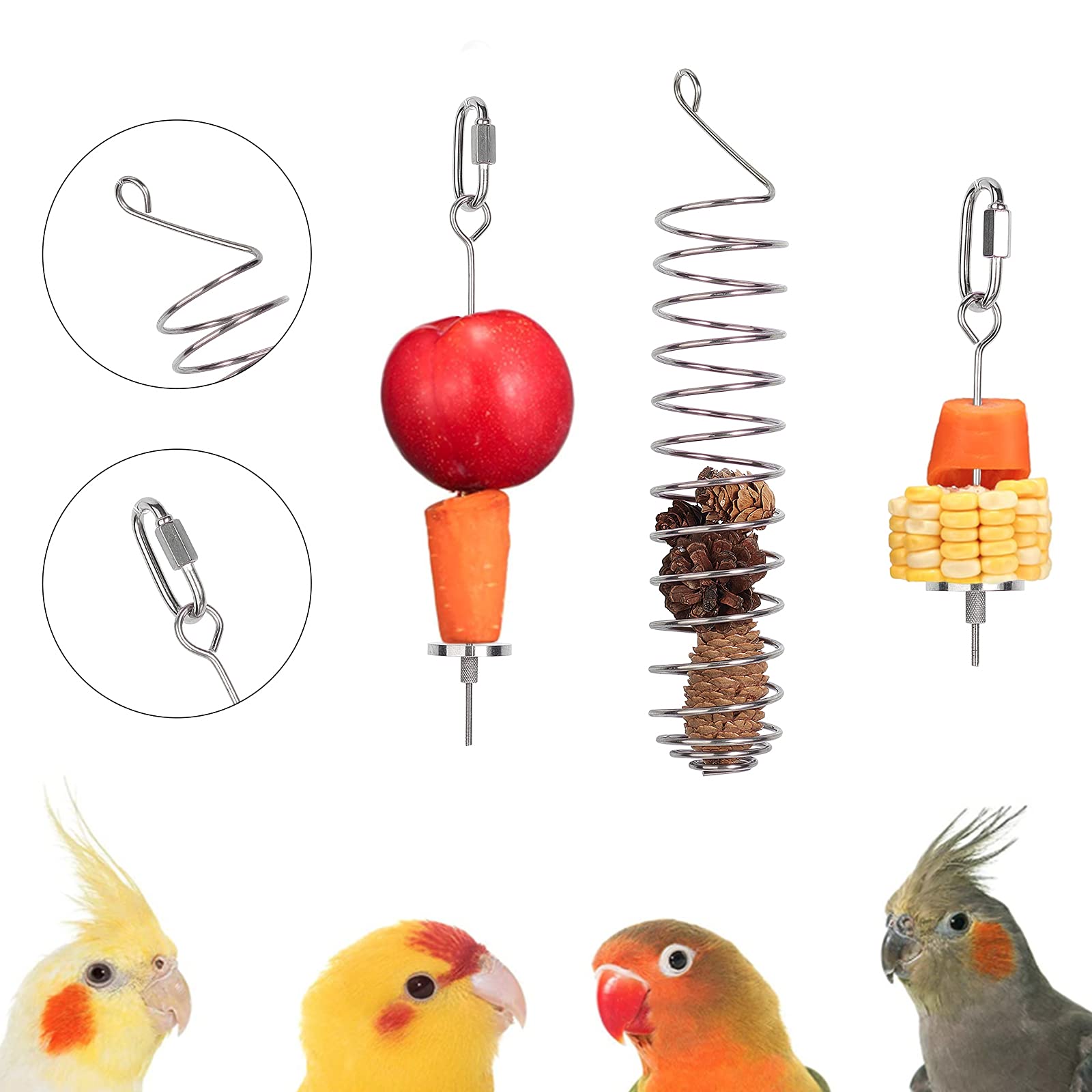 ahandmaker-mangeoire-oiseaux-inox-ronde-suspendre-porte-nourriture image 1