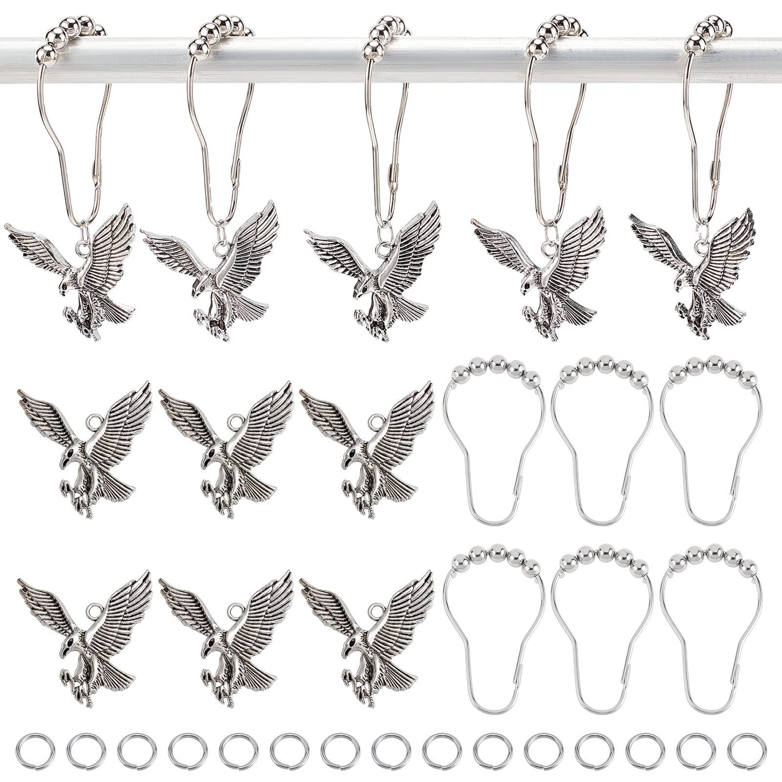 ahandmaker-crochets-rideau-douche-aigle-argent-antique-x12 image 1