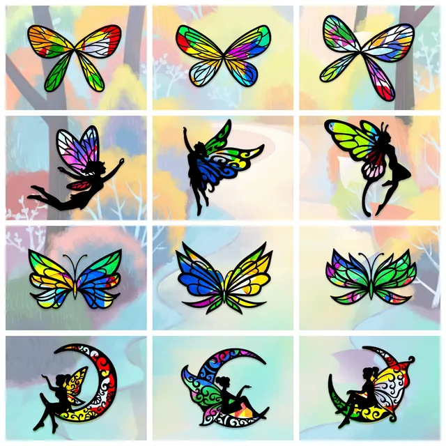 ahandmaker-kit-suncatcher-papillon-f-e-24-pi-ces-autocollants-vitrail image 1