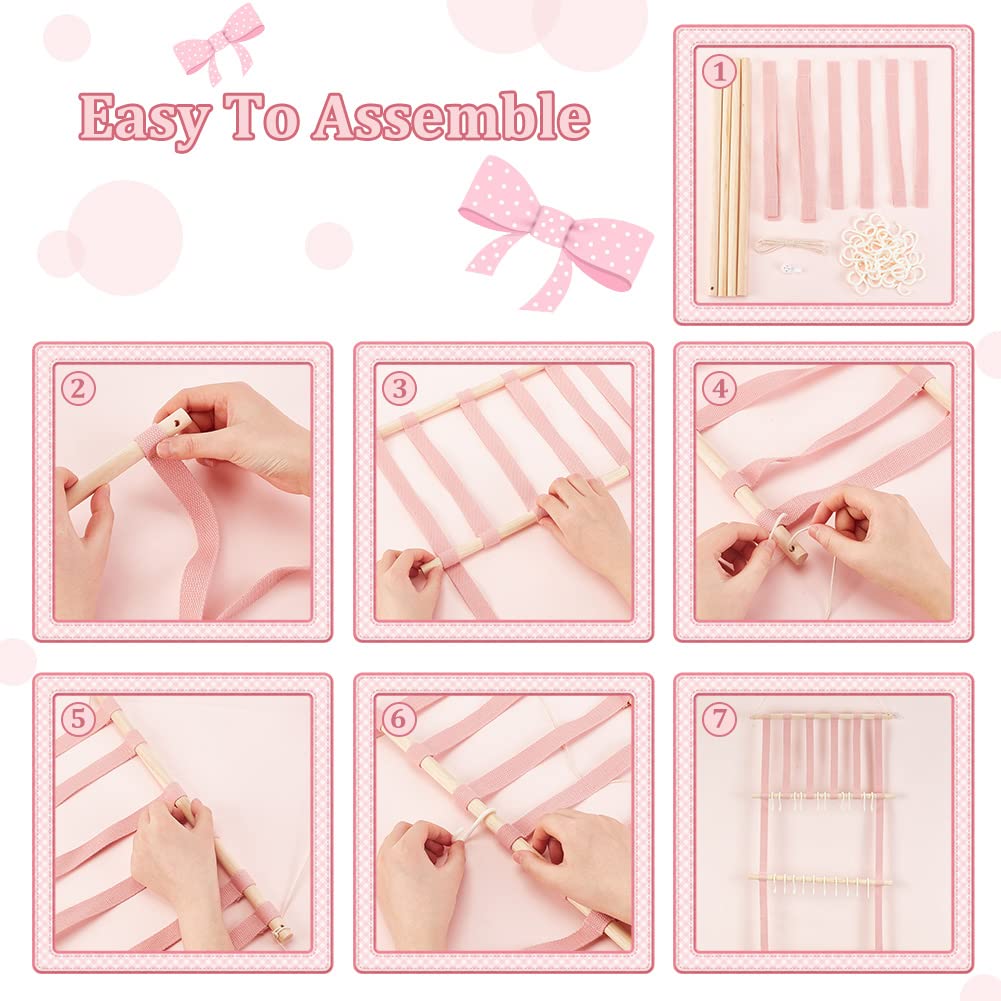 ahandmaker-household-porte-bandeau-organisateur-cheveux-30-crochets-rose image 3