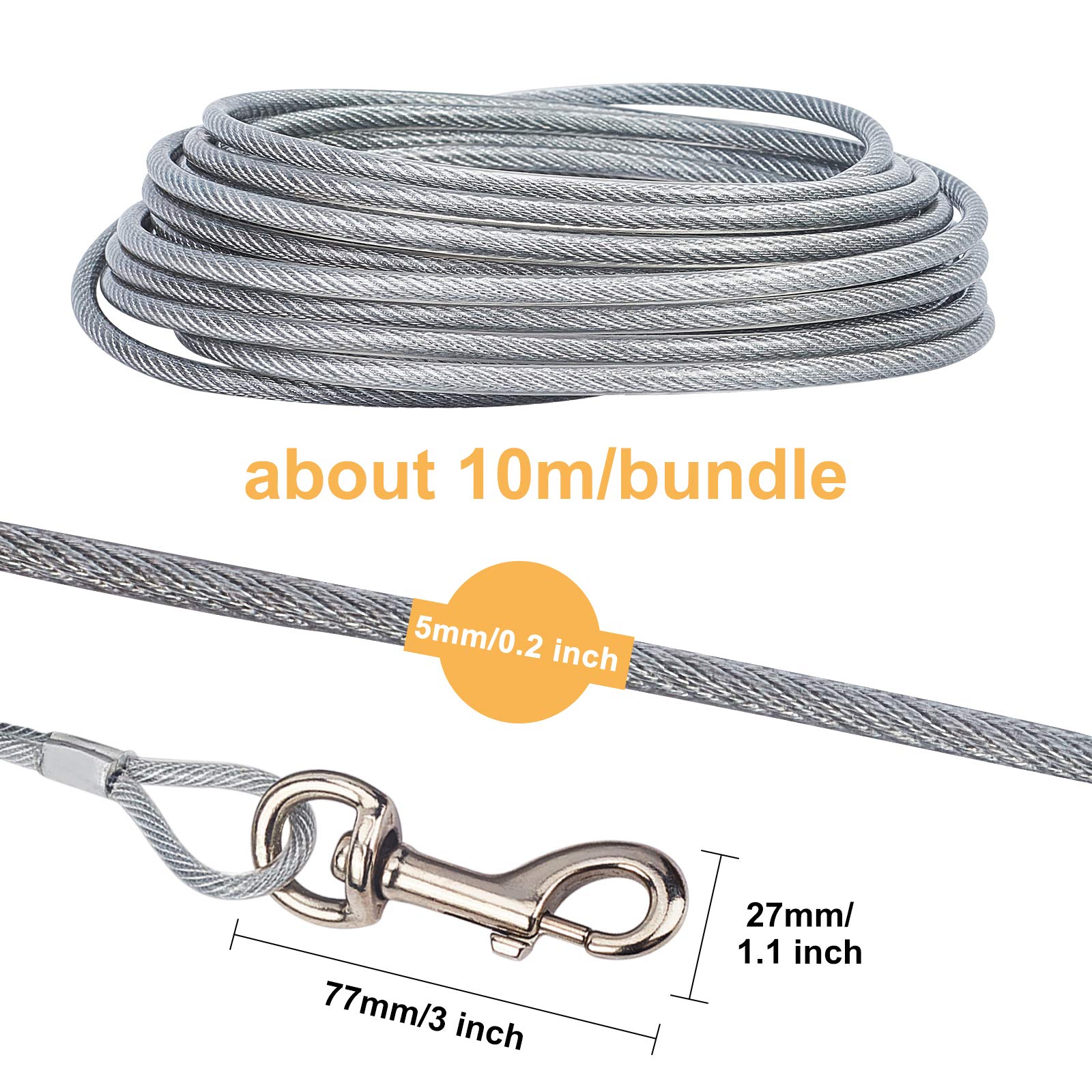 ahandmaker-pet-c-ble-attache-chien-10-m-acier-longe-ext-rieure image 2