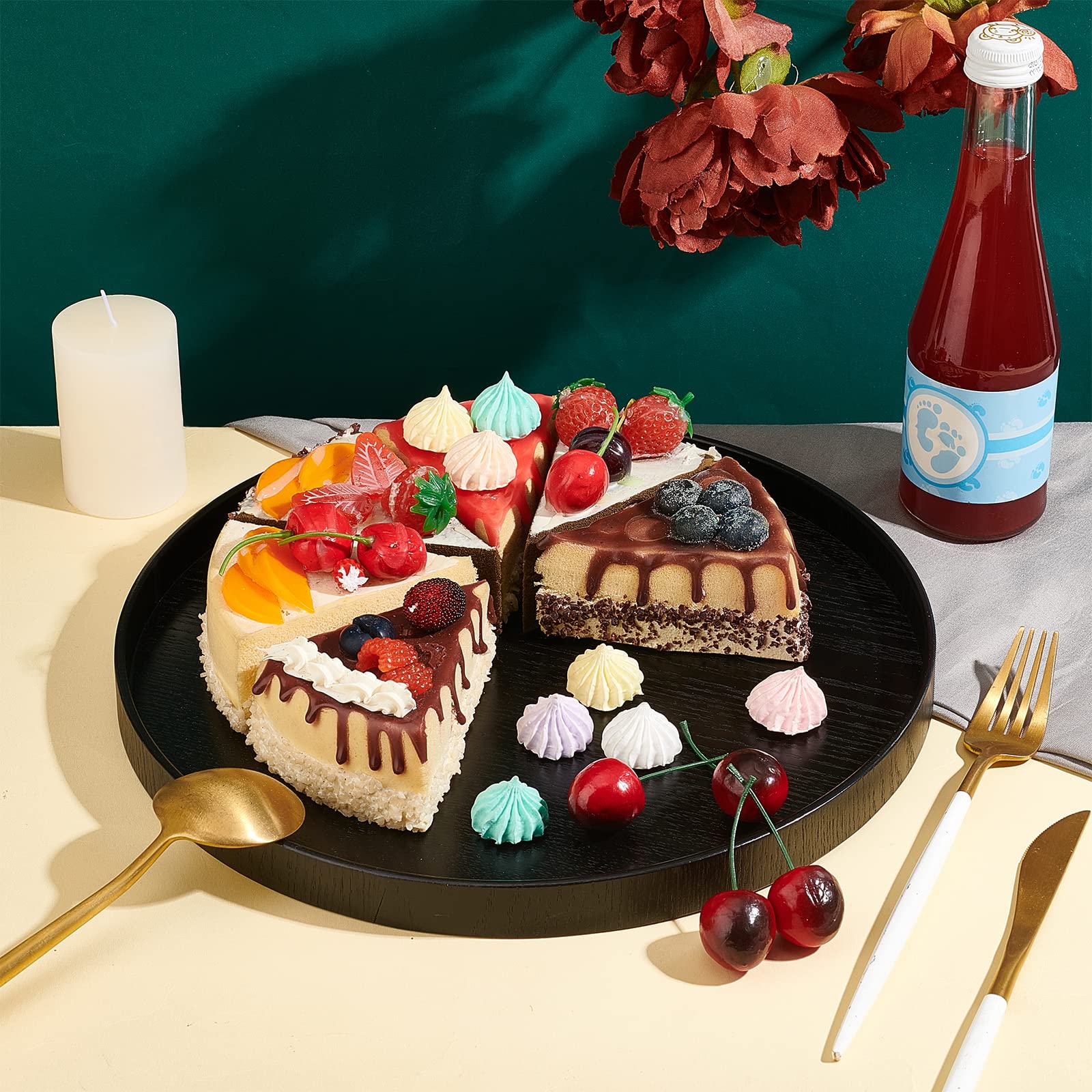 ahandmaker-plateau-rond-bois-noir-30-cm-service-dessert image 4